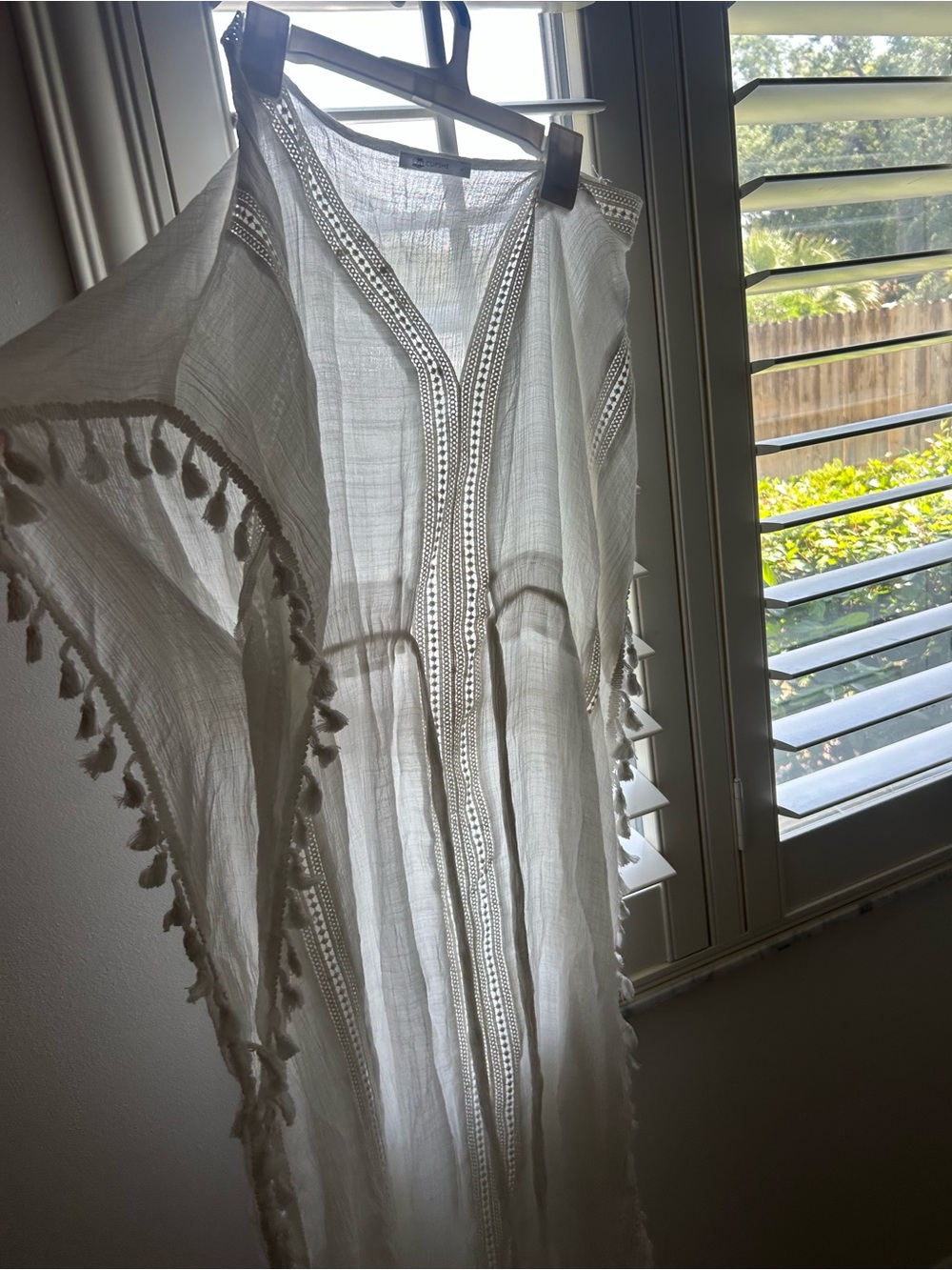 Cupshe White Tassel Crochet Trim Beach Coverup